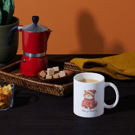 Taza De Café Navidades Meowy con un gato dulce en Gorra y suéte