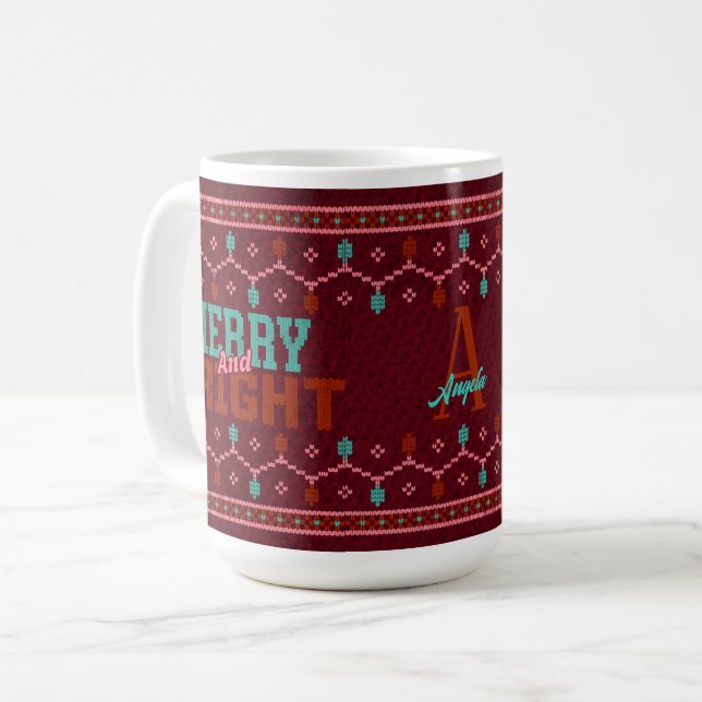 Taza De Café Navidades Merry and Bright Ugly Sweater Mug (Anverso izquierdo)