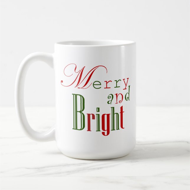Taza De Café Navidades merry y brillantes café Mug (Izquierda)