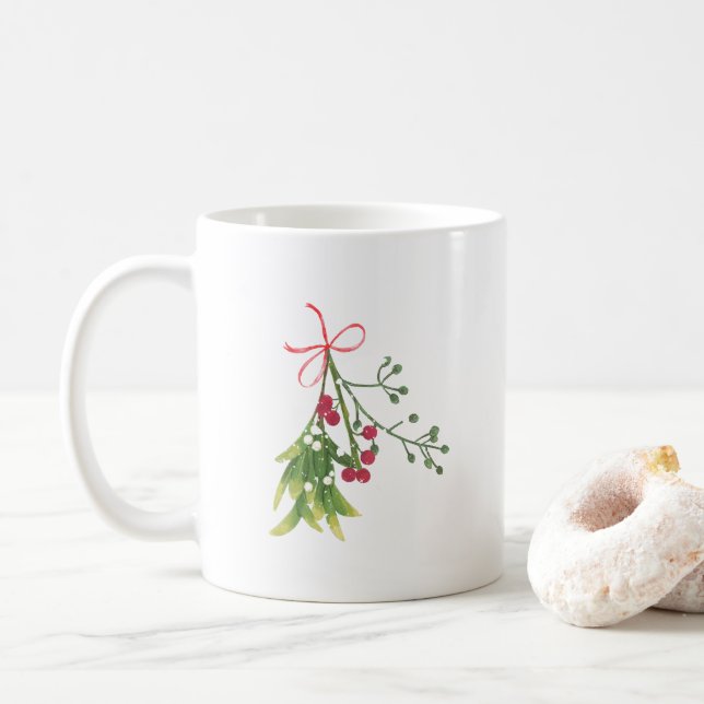Taza De Café Navidades Mistletoe Holly Berries (Con donut)