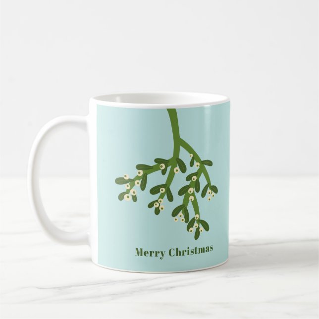 Taza De Café Navidades Mistletoe Personalizados (Izquierda)