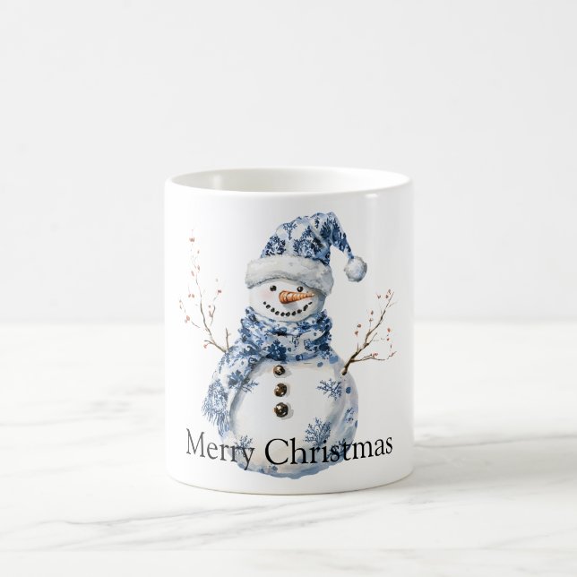 Taza De Café Navidades Moda Blue White Snowman (Centro)