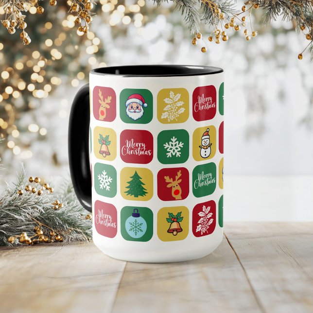 Taza De Café Navidades modernos adornos de árbol Santa Ornament (Modern Christmas Santa Tree Ornaments Snowman Coffee Mug)