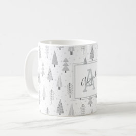 Taza De Café Navidades modernos Árboles forestales Monograma gr