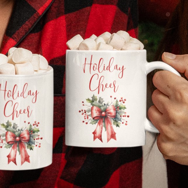 Taza De Café Navidades modernos con guion de júbilo rojo (Subido por el creador)