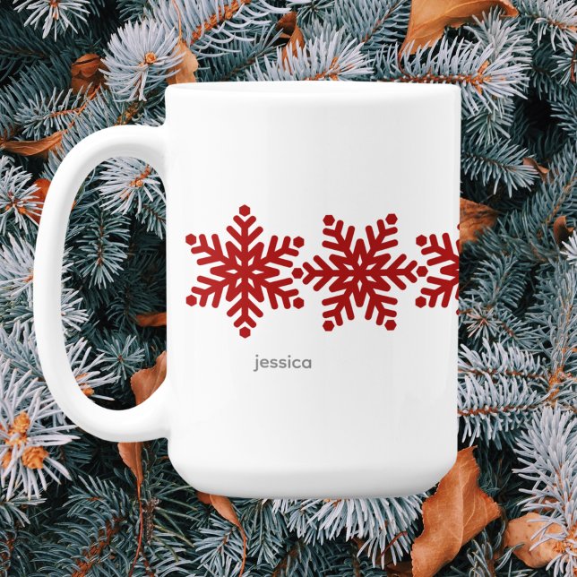 Taza De Café Navidades modernos de copos de nieve (Subido por el creador)