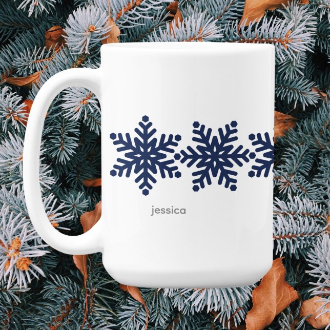 Taza De Café Navidades modernos de copos de nieve (Subido por el creador)