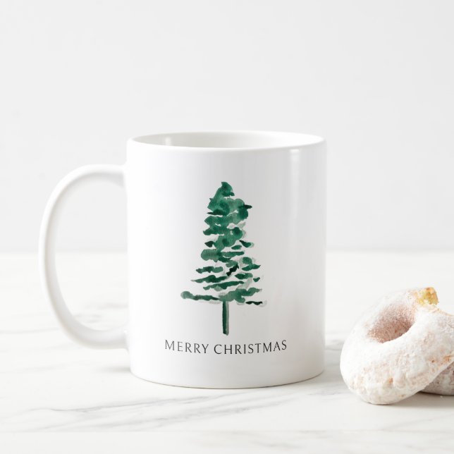 Taza De Café Navidades modernos de la pina acuarela (Con donut)