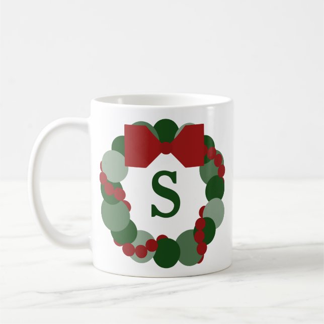 Taza De Café Navidades modernos escriben con monograma (Izquierda)