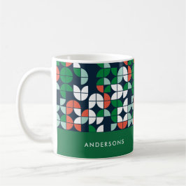 Taza De Café navidades modernos geométricos retro azul rojo ver