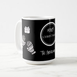 Taza De Café Navidades modernos: negro y blanco personalizado