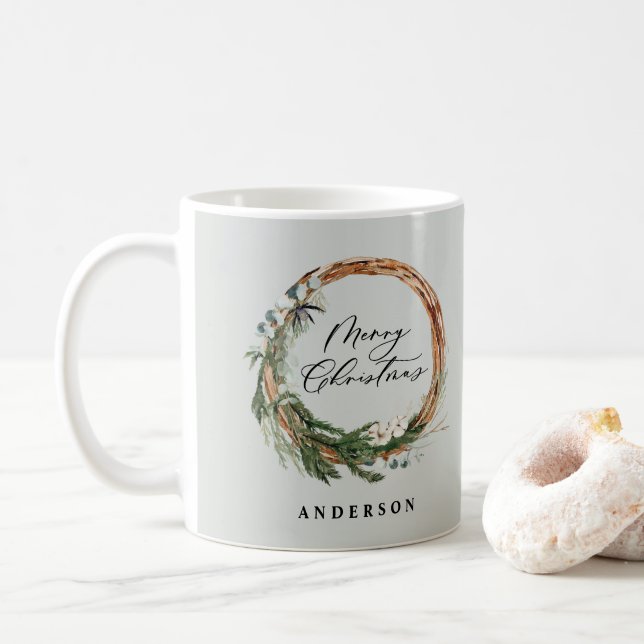 Taza De Café Navidades modernos y mínimos de escritura de fleta (Con donut)