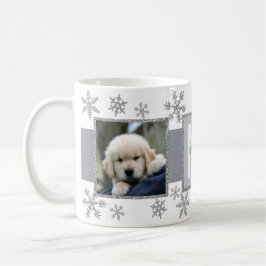 Taza De Café Navidades Monograma de fotografía Silver Snowflake