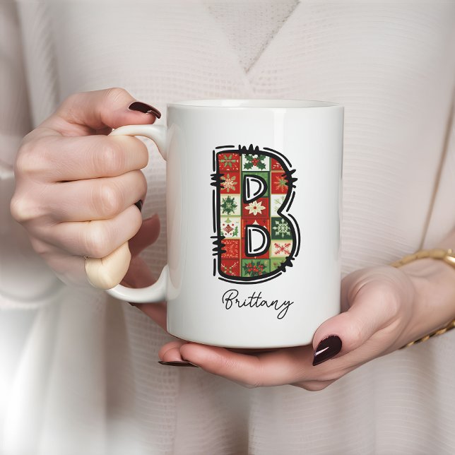 Taza De Café Navidades monograma mug, mug de nombre personaliza (Christmas monogram mug, personalized name mug, custom initial mug, Christmas gift for mom, Christmas)