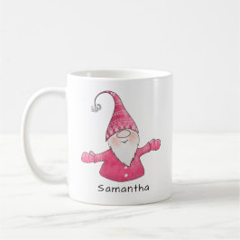 Taza De Café Navidades Monogramados de Gnome Blanco y Rosa