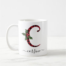 Navidades Monogramas de Buffalo Plaid C Café Mug