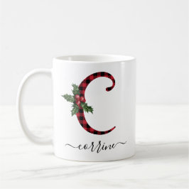 Taza De Café Navidades Monogramas de Buffalo Plaid C Café Mug