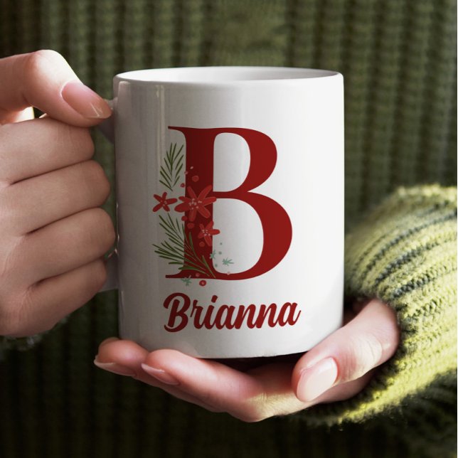 Taza De Café Navidades Monogramas personalizados Chocolate cali (Monogram Personalized Christmas Gift Mug)