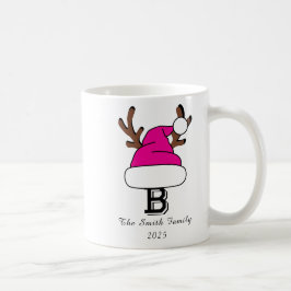 Taza De Café Navidades Monogramas Rosa Santa Hat Personalizados