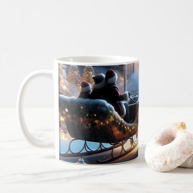 Taza De Café Navidades montan en una noche nevada (Con donut)