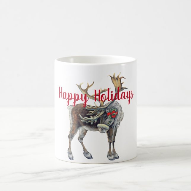Taza De Café Navidades Moose con saludo de Personalizable (Centro)