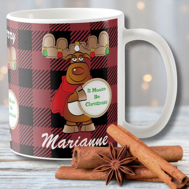 Taza De Café Navidades Moose Personalizado Black Red Funny dici (Subido por el creador)