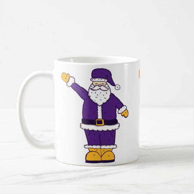 Taza De Café navidades morado amarillo santa claus (Izquierda)