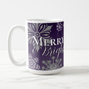 Taza De Café Navidades morado y brillante de copos de nieve