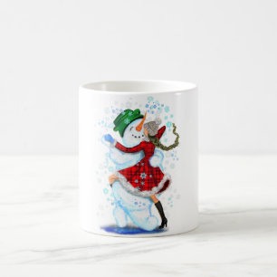 Taza De Café Navidades Mug Gift Snowman y danza Chica