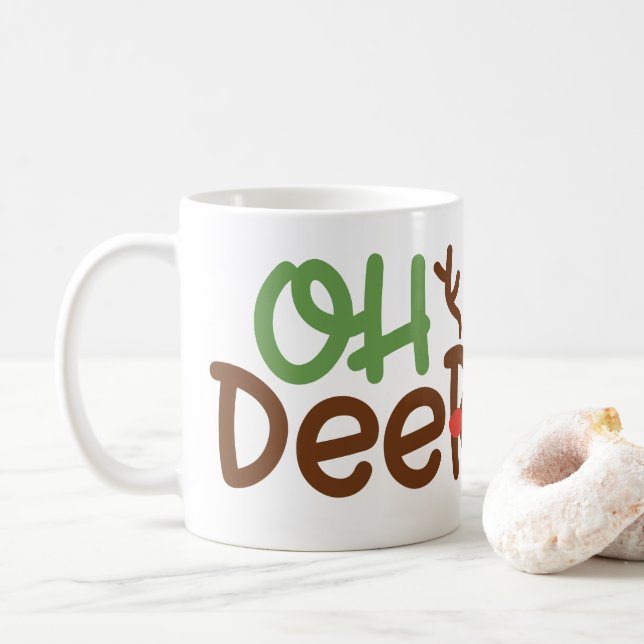 Taza De Café Navidades Mug: Oh Deer Coffee Mug (Con donut)