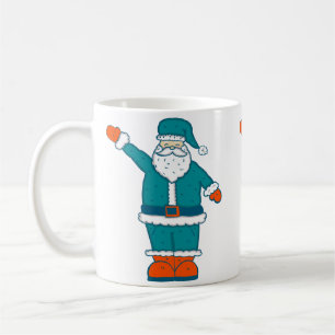 Taza De Café navidades naranjas azules verde azulados santa cla