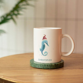 Taza De Café Navidades Nautical Named Blue Seahorse