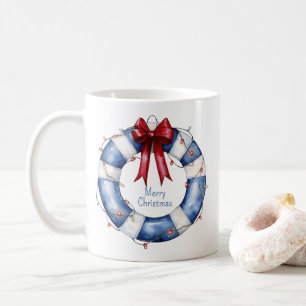 Taza De Café Navidades náuticos: Preservador de vida con ceño