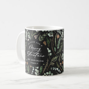 Taza De Café Navidades negros mínima foto botánica elegante