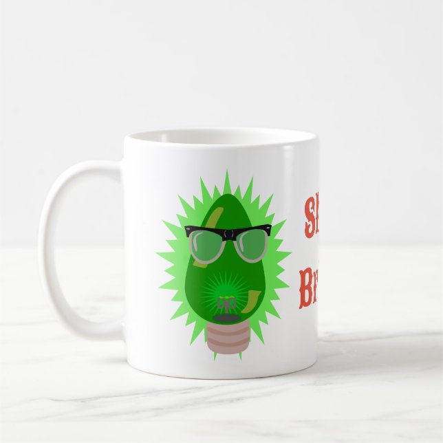 Taza De Café Navidades Nerd Bulb Fun Personalizado Holiday Joy (Izquierda)
