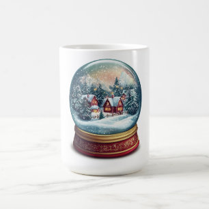 Taza De Café Navidades Nieve globo con un diseño de pueblo pequ