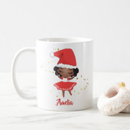 Taza De Café Navidades Niña Ballerina, Santa Hat
