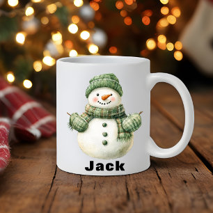 Taza De Café Navidades Nombre personalizado del Gorra verde de