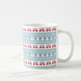 Taza De Café Navidades nórdicos vacaciones en blanco rojo azul