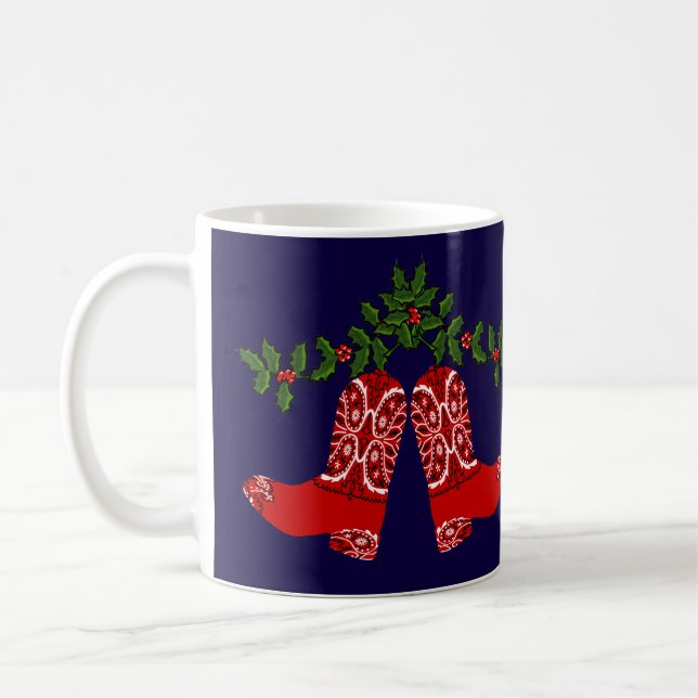 Taza De Café Navidades occidentales Bandana Imprimir bots de va (Izquierda)