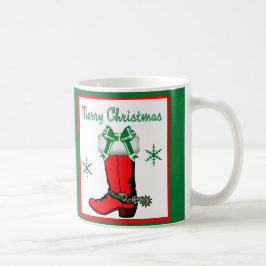 Taza De Café Navidades occidentales: Bote de Cowboy Rojo
