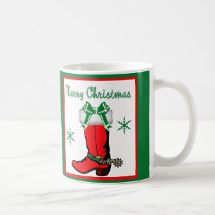 Taza De Café Navidades occidentales: Bote de Cowboy Rojo