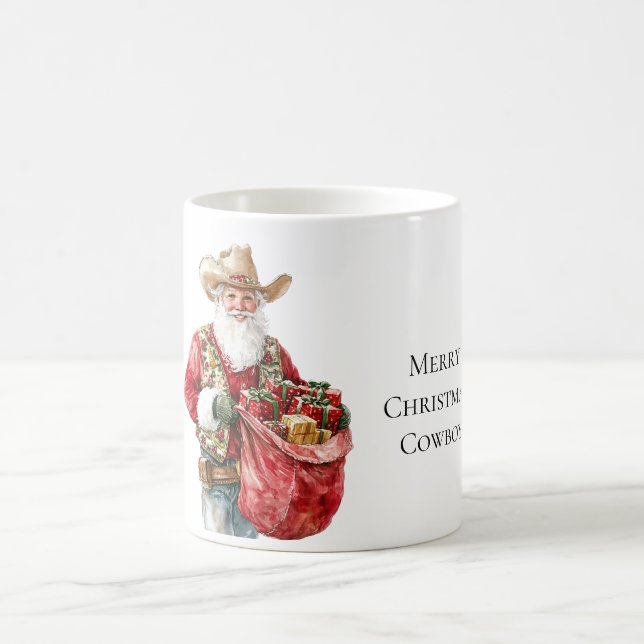 Taza De Café Navidades occidentales Cowboy Santa (Centro)