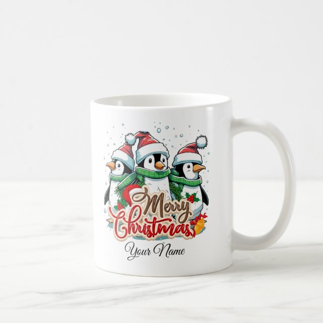 Taza De Café Navidades, ornamentos con pingüinos 05 (Derecha)