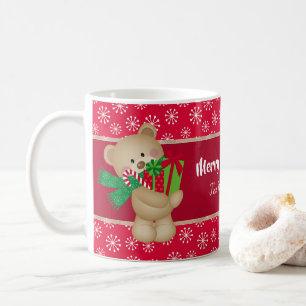 Taza De Café Navidades Oso de peluche con regalo y copos de nie
