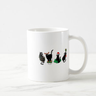 Taza De Café Navidades Pajama de la familia Black Cat Lover