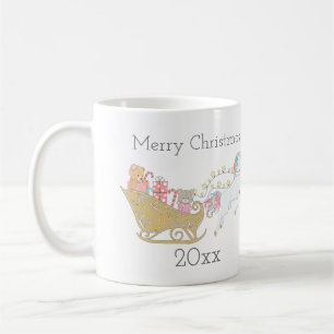 Taza De Café Navidades pasteles Unicorn Santa's Sleigh