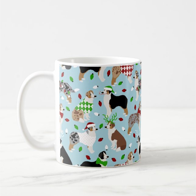 Taza De Café Navidades Pastor Australiano Coffee Mug (Izquierda)