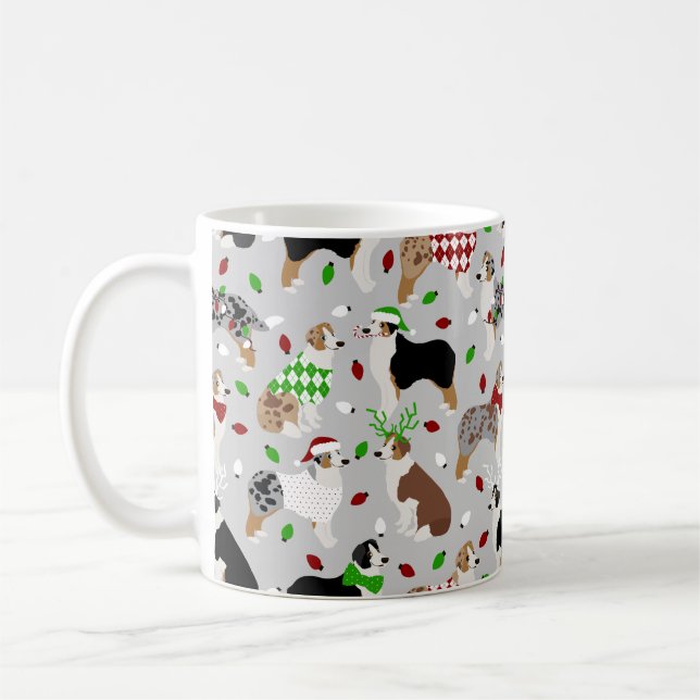 Taza De Café Navidades Pastor Australiano Coffee Mug (Izquierda)