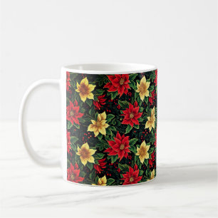 Taza De Café Navidades Patrón de flores de Poinsettia-86755